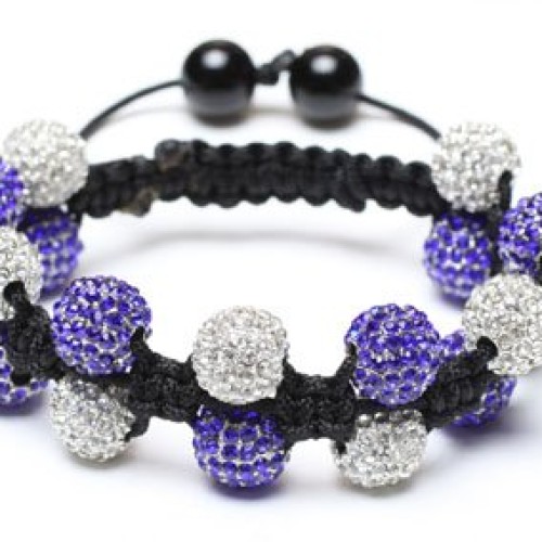 Fashion crystal double rows bracelet 10mm purple white